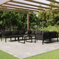 Conjunto Lounge Jardim com Almofadões Alumínio Antracite 9 pcs