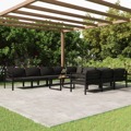 Conjunto Lounge Jardim com Almofadões Alumínio Antracite 11 pcs