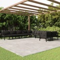Conjunto Lounge Jardim com Almofadões Alumínio Antracite 10 pcs