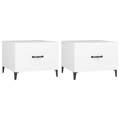 Mesa de Centro com Pernas de Metal 2 pcs 50x50x40 cm Branco