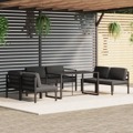 Conjunto Lounge Jardim com Almofadões Alumínio Antracite 7 pcs