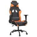 Cadeira Gaming Massagem C/ Apoio Pés Couro Artif. Preto/laranja