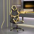 Cadeira Gaming Massagens Couro Artificial Preto e Dourado
