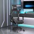 Cadeira de Gaming com Apoio de Pés Tecido Cinza e Verde-claro