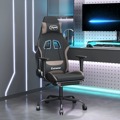 Cadeira de Gaming com Apoio de Pés Tecido Preto e Taupe
