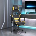 Cadeira Gaming Giratória +apoio Pés Tecido Preto/amarelo-claro