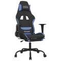 Cadeira de Gaming com Apoio de Pés Tecido Preto e Azul
