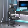Cadeira Gaming Giratória +apoio Pés Tecido Preto/branco