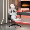 Cadeira Gaming Massagens Couro Artificial Branco e Rosa