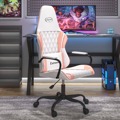 Cadeira Gaming Massagens Couro Artificial Branco e Rosa