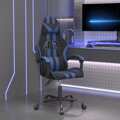 Cadeira Gaming Giratória Couro Artificial Preto e Azul