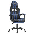 Cadeira Gaming Giratória C/ Apoio Pés Couro Artif. Preto/azul
