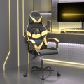Cadeira Gaming Giratória Couro Artificial Preto e Dourado