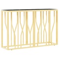 Mesa Consola 110x30x70 cm Aço Inoxidável e Vidro Dourado