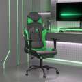 Cadeira Gaming C/ Apoio Pés Couro Artificial Preto e Verde