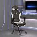 Cadeira de Gaming C/ Apoio Pés Couro Artificial Preto/branco