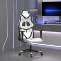 Cadeira Gaming Couro Artificial Branco e Preto