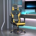 Cadeira Gaming C/ Apoio Pés Couro Artificial Preto e Dourado