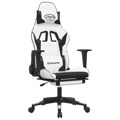 Cadeira Gaming C/ Apoio P/ Pés Couro Artificial Preto e Branco