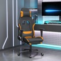Cadeira de Gaming com Apoio para os Pés Tecido Preto e Laranja