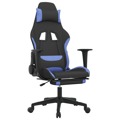 Cadeira de Gaming com Apoio para os Pés Tecido Preto e Azul