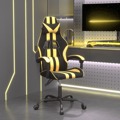 Cadeira Gaming Couro Artificial Preto e Dourado