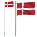 Bandeira da Dinamarca e Mastro 6,23 M Alumínio