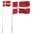 Bandeira da Dinamarca e Mastro 5,55 M Alumínio