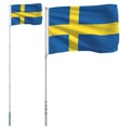 Bandeira da Suécia e Mastro 5,55 M Alumínio