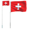 Bandeira da Suíça e Mastro 5,55 M Alumínio