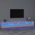 Móvel de Tv com Luzes LED 270x35x40 cm Branco Brilhante