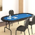 Mesa de Póquer Dobrável 10 Jogadores 206x106x75 cm Azul