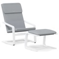 Cadeira de Descanso com Banco P/ Pés Tecido Cinza-claro