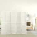 Biombo Dobrável com 5 Painéis Estilo Japonês 200x170 cm Branco