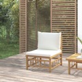 Sofá de Centro de Jardim Bambu com Almofadões Branco Nata
