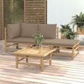 Conjunto Lounge Jardim Bambu C/ Almofadões Cinza-acastanhado 4 pcs