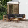 Conjunto Lounge Jardim Bambu C/ Almofadões Cinza-escuro 6 pcs
