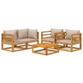 Conjunto Lounge Jardim Madeira C/almofadões Cinza-acastanhado 5pcs