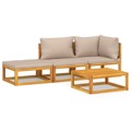 Conjunto Lounge Jardim Madeira C/almofadões Cinza-acastanhado 4pcs