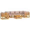 Conjunto Lounge Jardim Madeira C/almofadões Cinza-acastanhado 7pcs