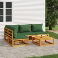 Conjunto Lounge Jardim Madeira C/almofadões Verdes 5 pcs