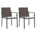 Cadeiras Jardim C/ Almofadões 2pcs 56x59x84 cm Vime Pe Castanho
