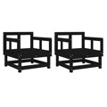 Cadeiras de Jardim 2 pcs Madeira de Pinho Maciça Preto