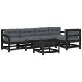 Conjunto Lounge Jardim C/ Almofadões Madeira Maciça Preto 6pcs