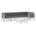 Conjunto Lounge Jardim C/ Almofadões Madeira Maciça Branco 6pcs