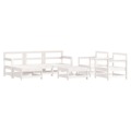 Conjunto Lounge de Jardim Pinho Maciço Branco 7 pcs