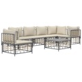 Conjunto Lounge de Jardim C/ Almofadões Vime Pe Antracite 7 pcs