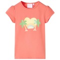 T-shirt Infantil com Estampa de Arco-íris e Palmeira Cor Coral 128