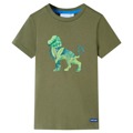 T-shirt de Criança com Estampa de Leão Cor Caqui 140