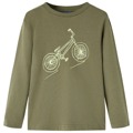 T-shirt Manga Comprida P/ Criança C/ Estampa de Bicicleta Caqui 92